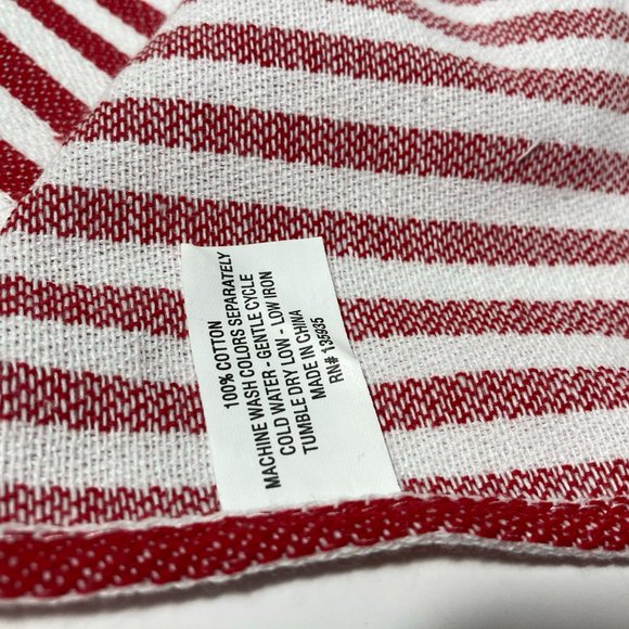 Striped Red Kitchen Hand Towel Nautical Anchor - Picture 8 of 9
